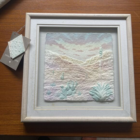 Signed FIGI GRAPHICS PAPER ART-3D Western Cactus - VTG‎ 1990 San Diego Framed - Picture 14 of 14